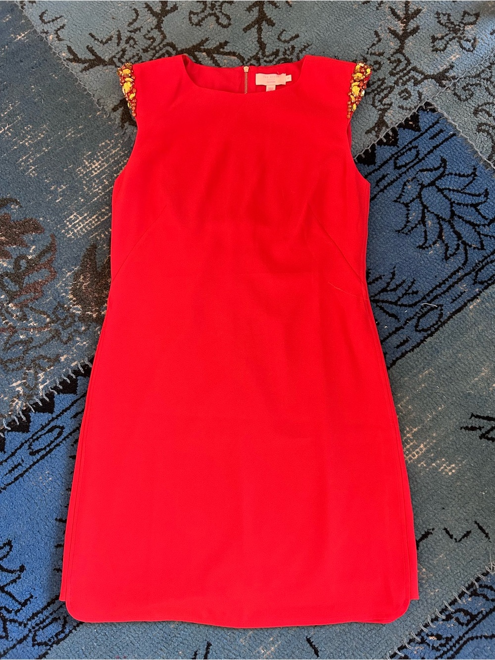 Ted Baker REEVAH Tangerine Embellished Shoulder Shift Dress
